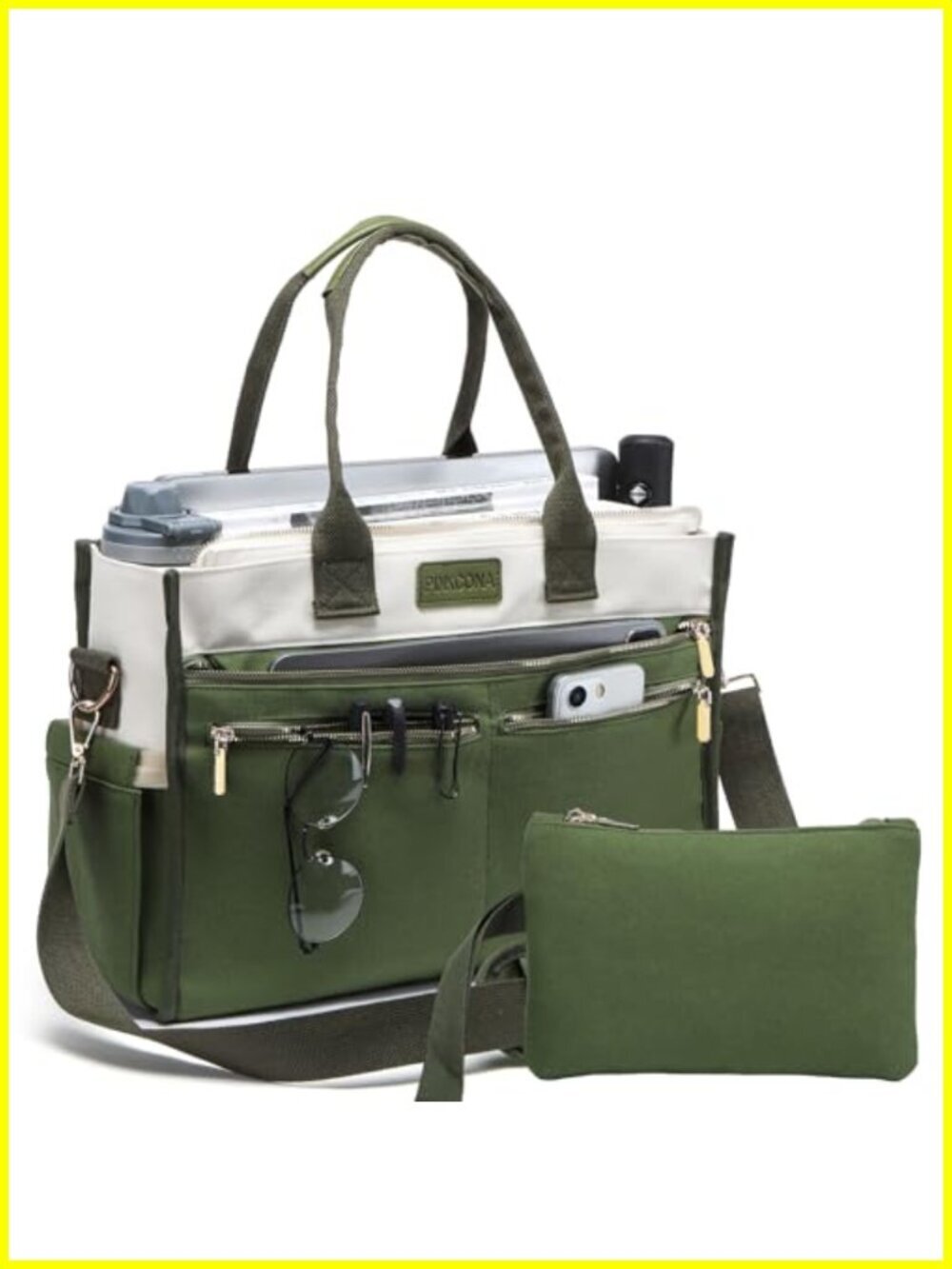 Canvas Tote Bag Set for Women, Large Shoulder Handbags, Crossbody Laptop Purse